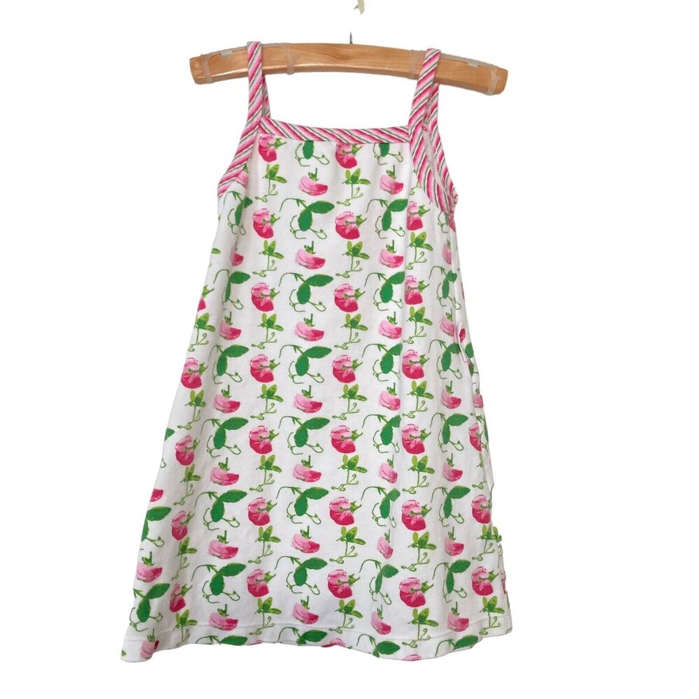 Marimekko By Sweet Potatoes Girls Pink Green Floral Cotton Dress Size 4T Soft